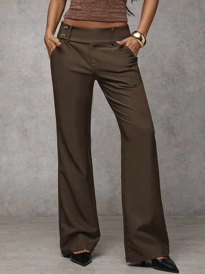 Duna Relaxed Wide-Leg Trousers - Brown