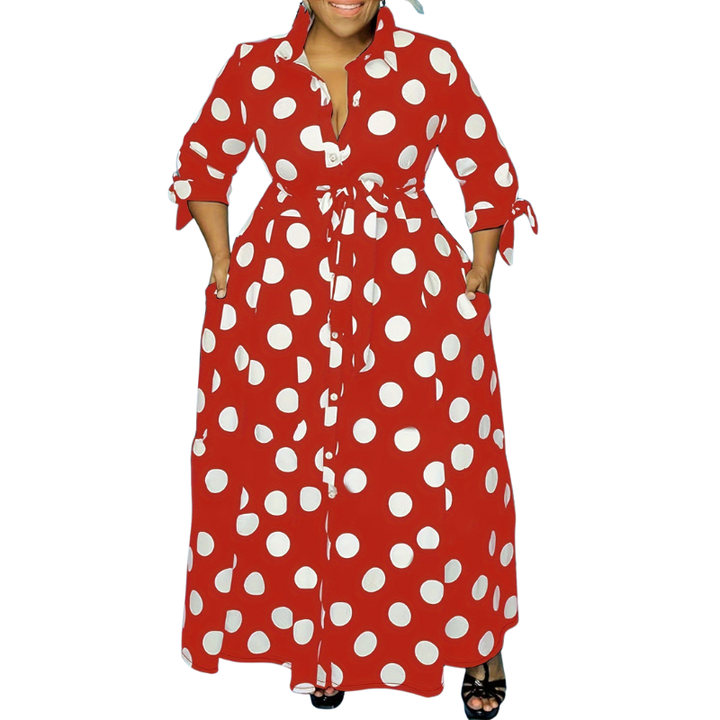 MARIE™ – Stylish Polka Dot Shirt Dress with Belt