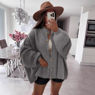 VANDANA™ - Classic Button-Down Long Sleeve Cardigan