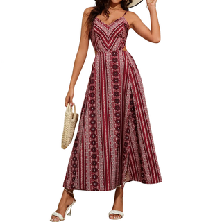ZARA™ – Boho Print Backless Slit Dress