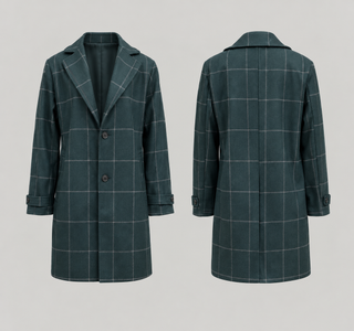 Elowen dark green checkered coat clean product front and back