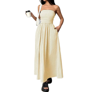 TRIXETTE™ – Striped Strapless Pocket Maxi Dress