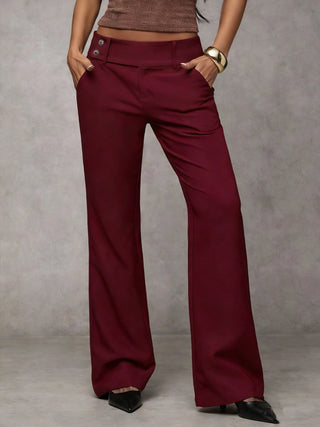 Duna Relaxed Wide-Leg Trousers - Burgundy