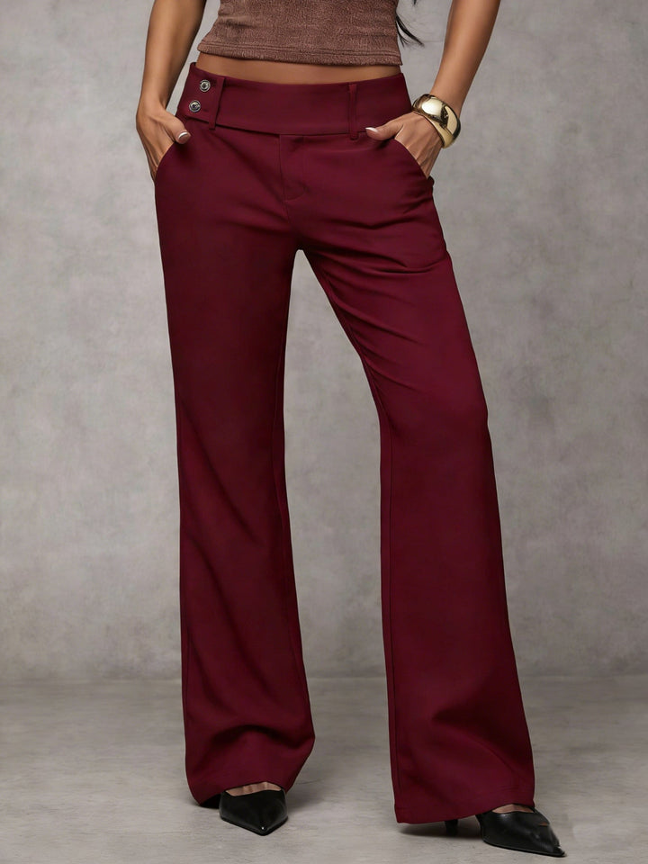 Duna Relaxed Wide-Leg Trousers - Burgundy