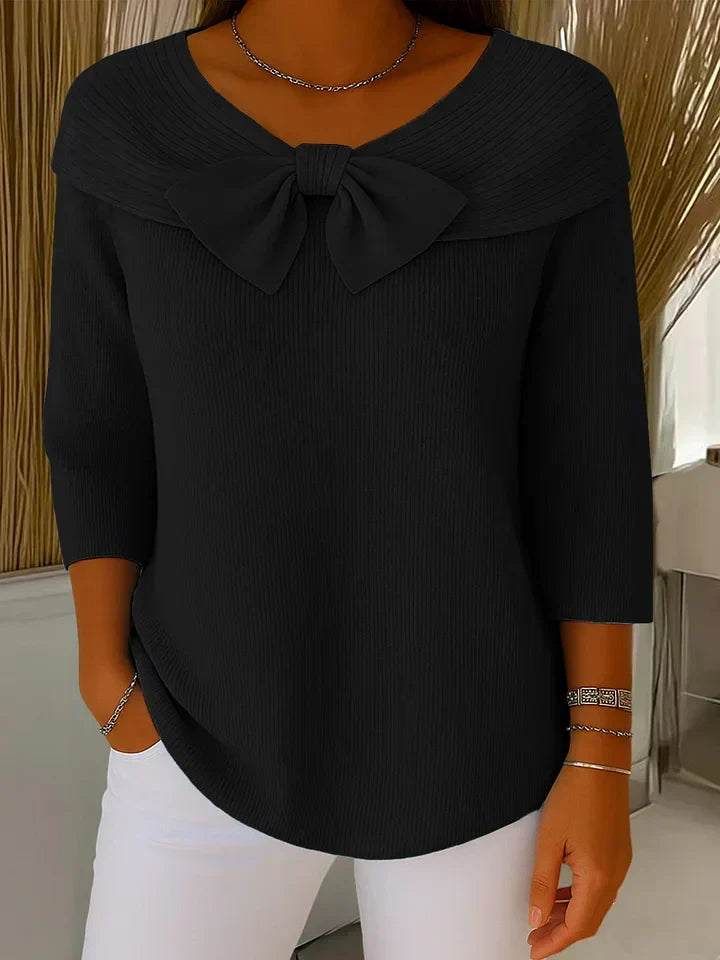 Lirya | Elegant Knitted Bow Top