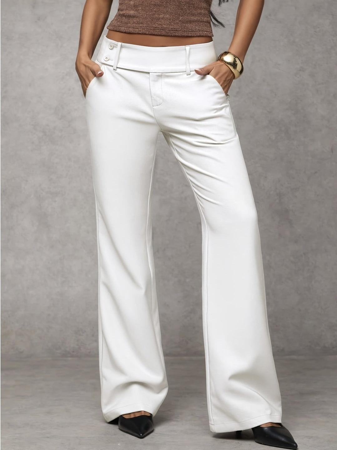Duna Relaxed Wide-Leg Trousers - White