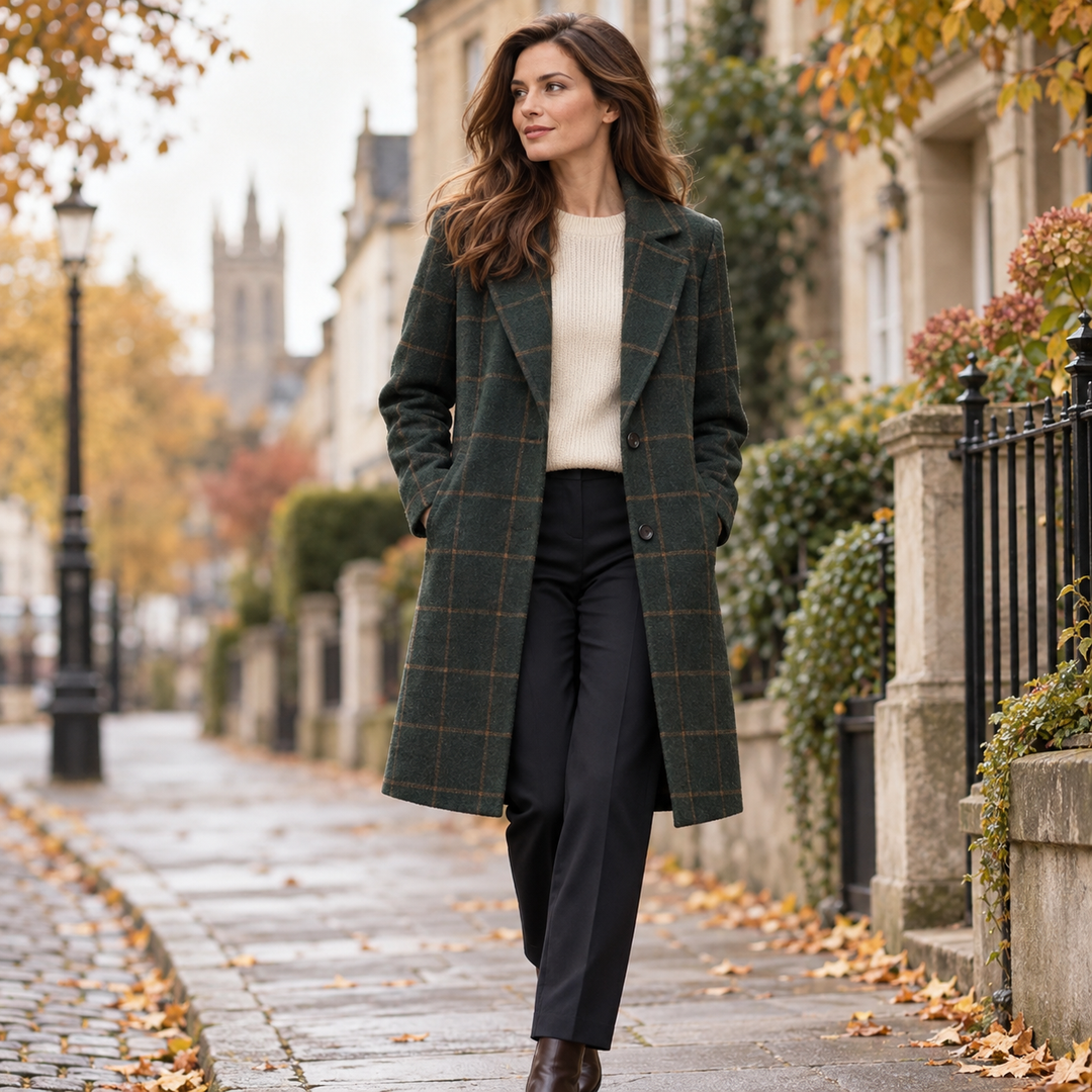 Elowen checkered coat worn in England