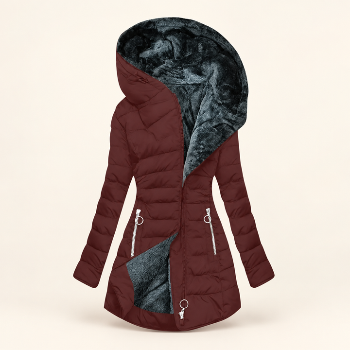 Feathra Burgundy Red puffer jacket