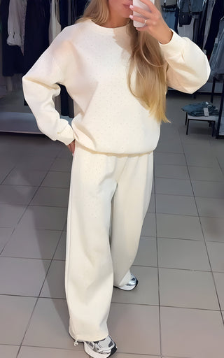 Morgan Diamond Knit Lounge Set - White