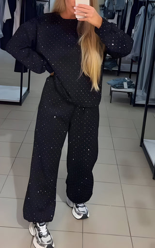 Morgan Diamond Knit Lounge Set - Black