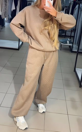 Morgan Diamond Knit Lounge Set - Apricot