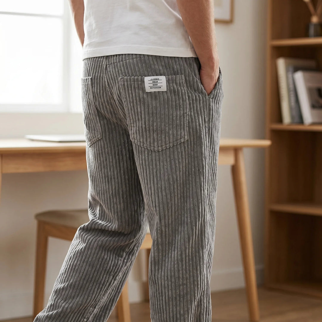 Marco ribbed corduroy trousers styled in a casual setting