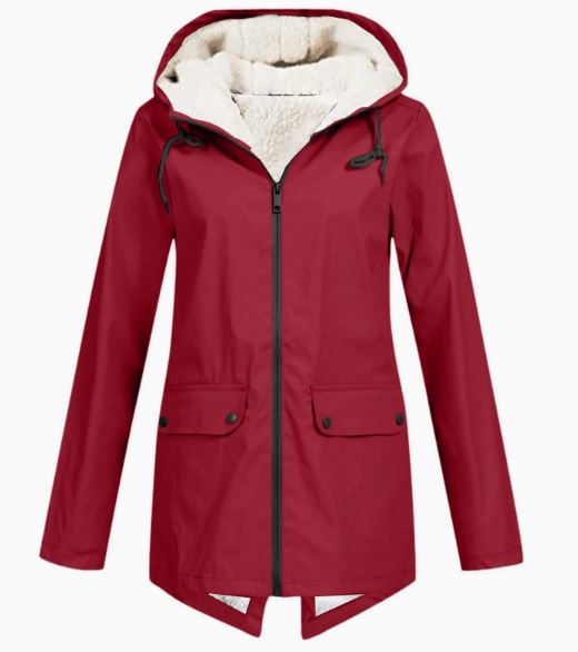 Miron fleece-lined hooded jacket in red