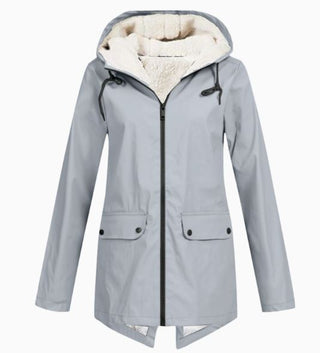 Miron fleece-lined hooded jacket in light grey