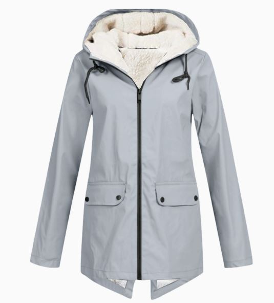 Miron fleece-lined hooded jacket in light grey