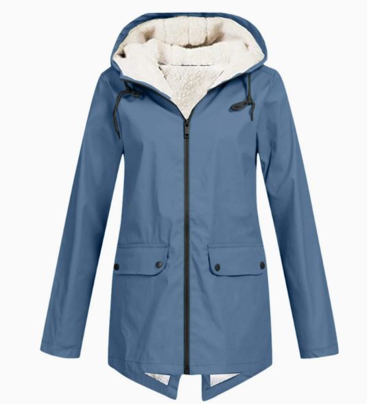 Miron fleece-lined hooded jacket in blue