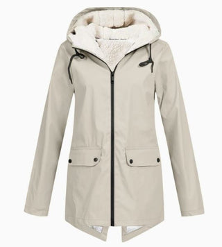 Miron fleece-lined hooded jacket in beige