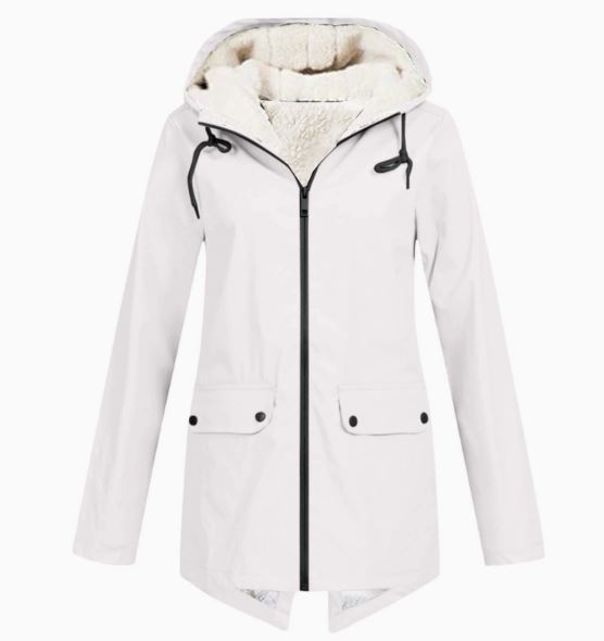 Miron fleece-lined hooded jacket in white