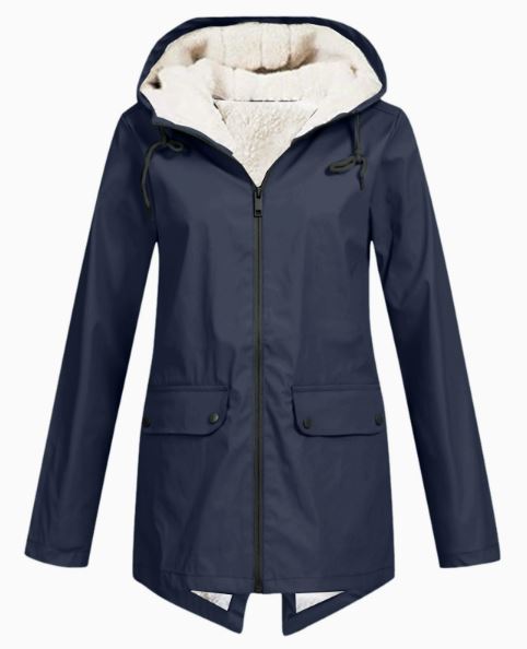 Miron fleece-lined hooded jacket in navy