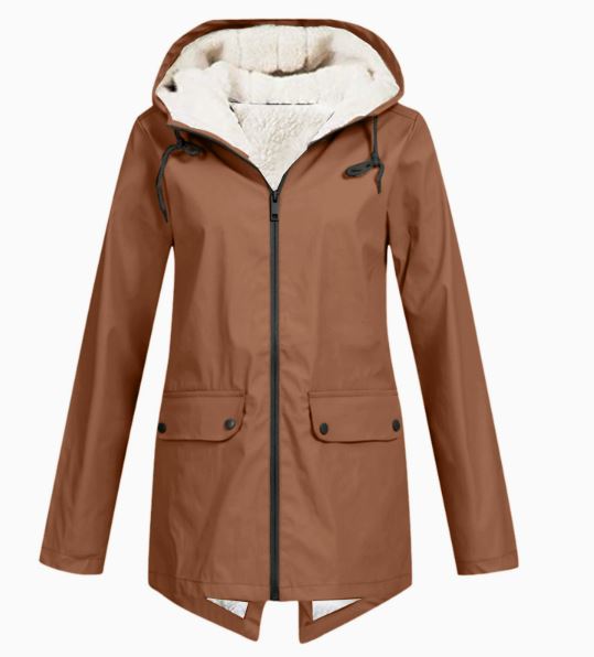 Miron fleece-lined hooded jacket in brown