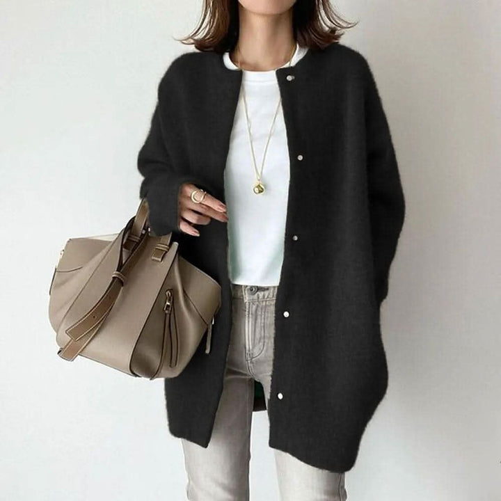 VANNA buttoned knit jacket in Black