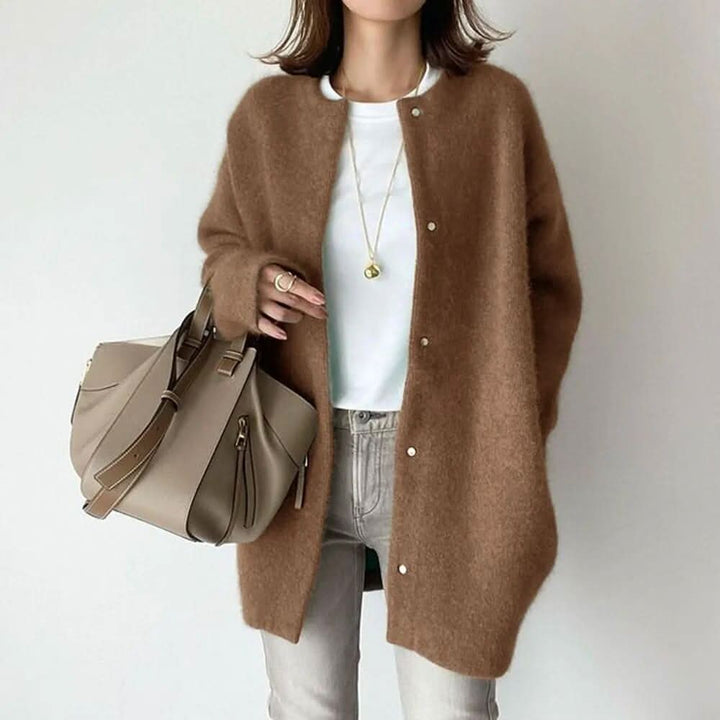 VANNA buttoned knit jacket in Brown