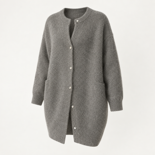 Vanna grey buttoned knit jacket angled view