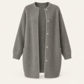Vanna grey buttoned knit jacket front view