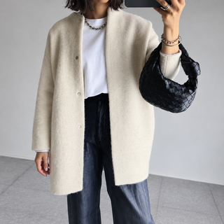 VANNA buttoned knit jacket in Off White
