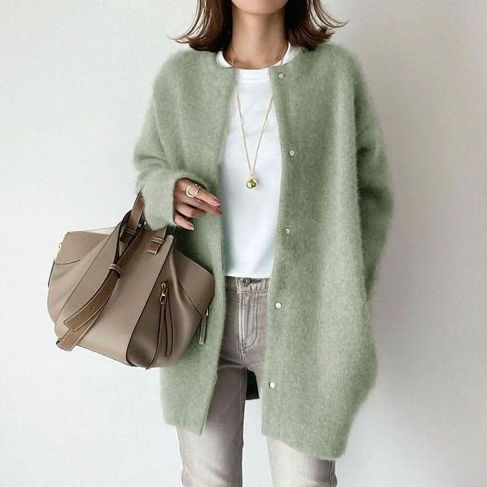 VANNA buttoned knit jacket in Off White