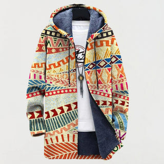 RIVA | Hooded Geometric Print Cardigan